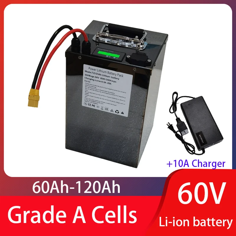 

Литий-ионный аккумулятор 60 В 20ah40ah с литиевым аккумулятором BMS 60v20ah40ah для 3000 Вт электронного велосипеда, скутера, мотоцикла, автомобиля + зарядное устройство 10A