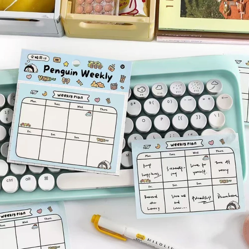Kawai Stationery Notes Life Schedule Weekly Plan Korean Students  Punch in Tearable Todo Sticky Lovely Memo Pad School Supplies