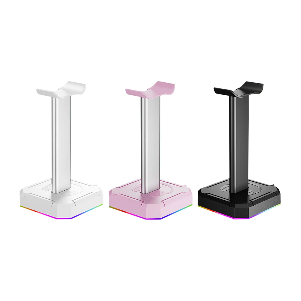 Headphone Holder RGB Backlight Head Mounted Headphone Stand Rack Space Saving Desktop Organizer Vertical Bracket Hanger