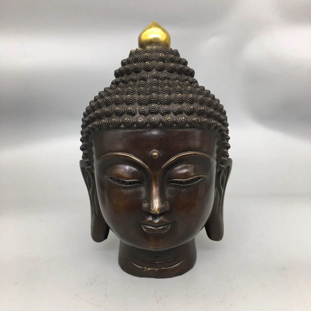 Retro Purple Copper Gilded Shakyamuni Buddha Head Home Decoration Ornament