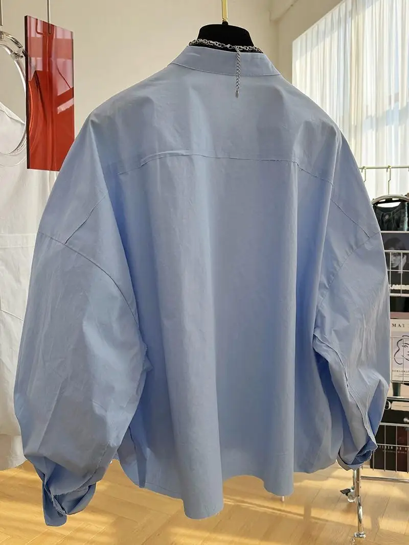 봄/여름 신상 여성 셔츠 루즈핏 스플라이싱 출퇴근 캐주얼 탑