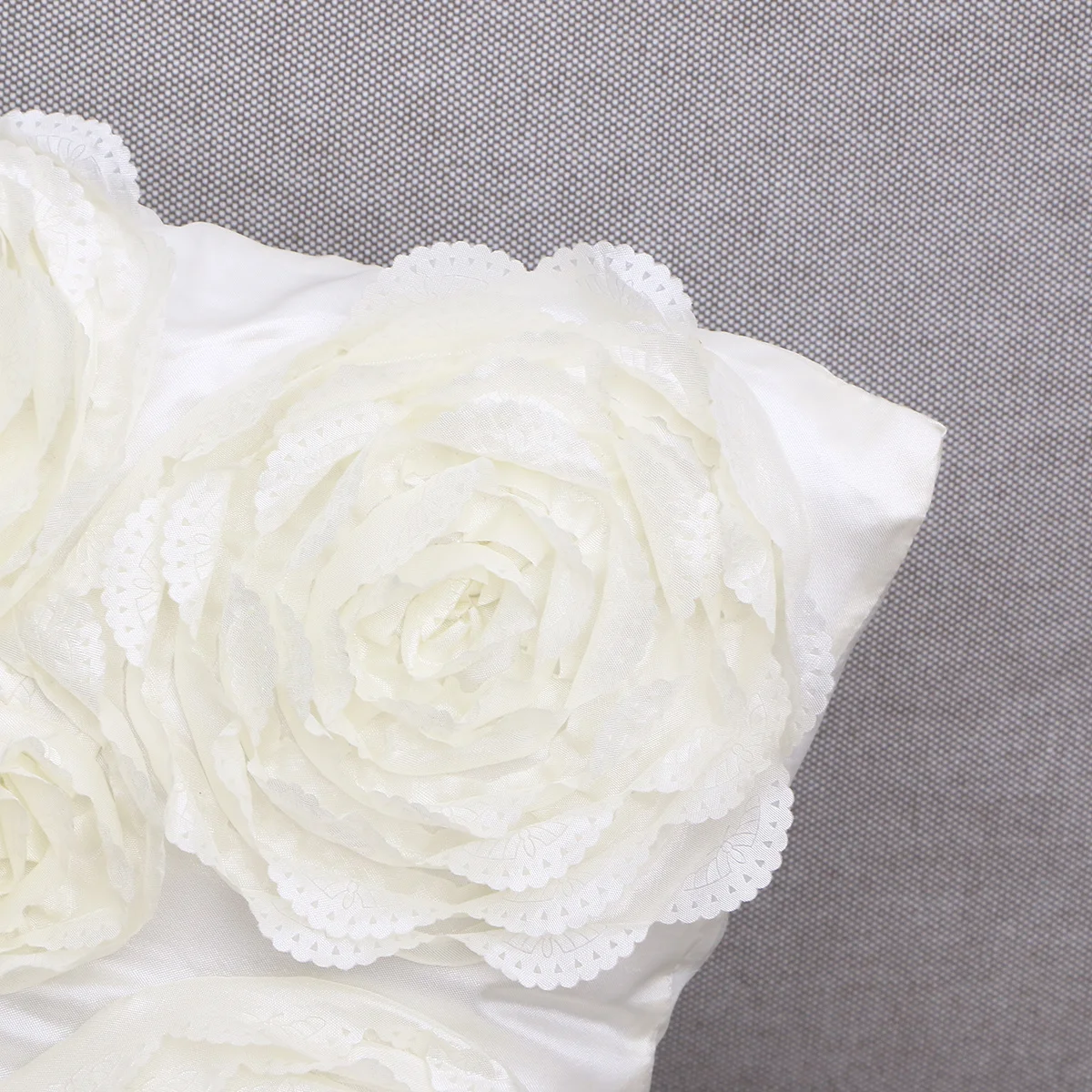 

3D Rose Flower Embroidered Throw Pillow Cover Case White Sofa Bed Car Decor Soft Comfortable Cushion Throw Pillow Case