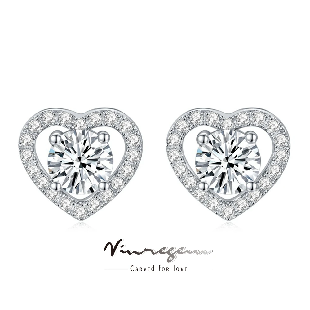 

Vinregem GRA 3EX VVS1 D Цвет 4-5 мм Настоящие муассанитовые бриллианты Серьги-гвоздики в форме сердца Серьги-гвоздики из стерлингового серебра 925 пробы Изящные ювелирные изделия
