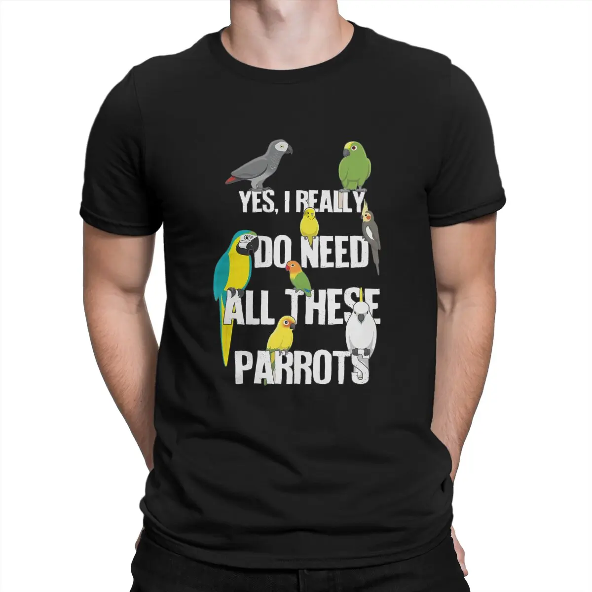 Men's T-Shirts Need All These Novelty Pure Cotton Tee Shirt Short Sleeve Conure Cockatiel T Shirts Round Neck Clothing Gift Idea