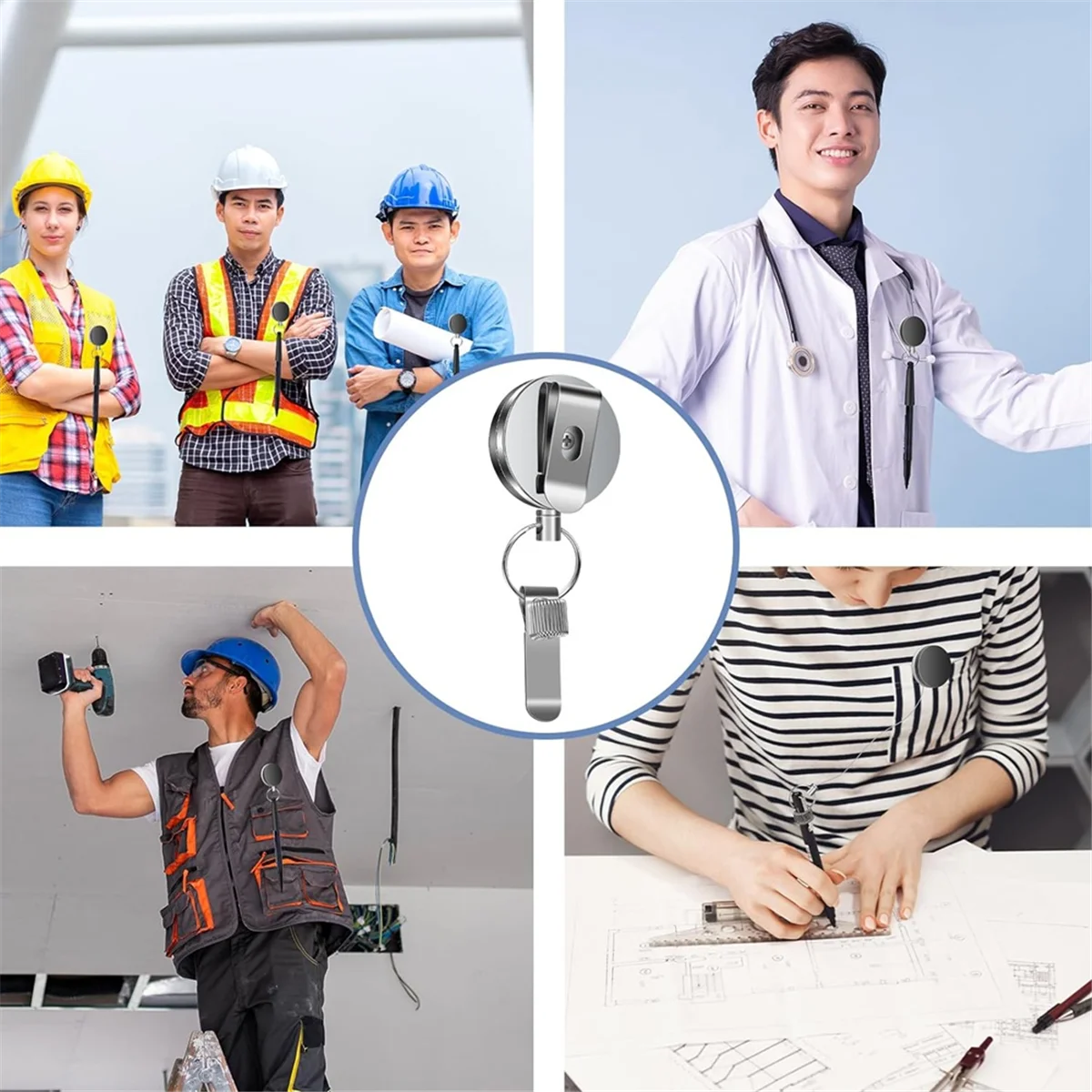 Terbaru! 1 Pak Tempat Pensil Pena Tarik Dapat Ditarik Tugas Berat Pena Tali Dapat Ditarik Universal untuk Tukang Kayu, Perawat, Pelayan