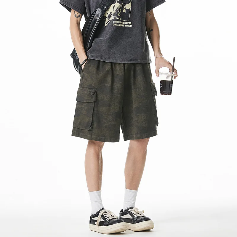 

Canvas Camouflage Workwear Shorts Men's Summer Loose American Trendy Brand Big Pocket Casual Five-Point Pants Street Style