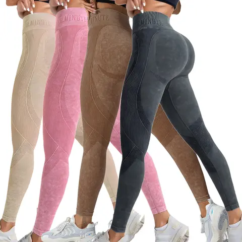 Leggings de Yoga taille haute pour femmes, 2 paquets, Sexy, sans couture, couleur unie, élastique et respirant, pantalons de sport de Fitness