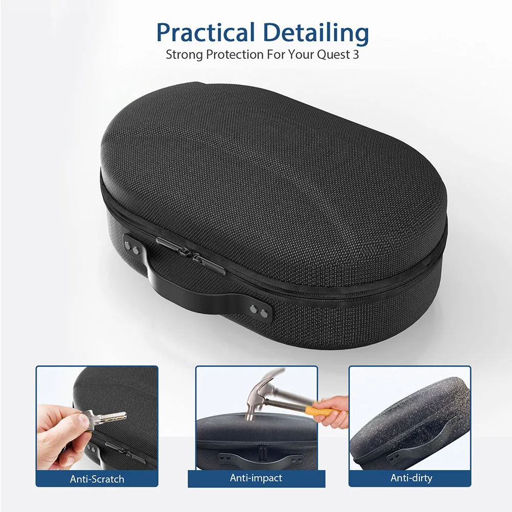 EVA Hard Carrying Case Portable Storage Bag Anti-scratch Protective Travel Case Waterproof for Meta Quest 3S VR Accessories