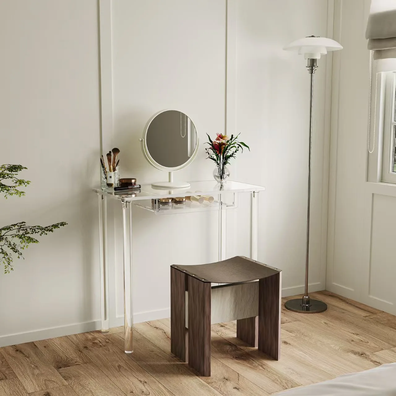 Transparent Dressing Table with Drawer Dresser for Bedroom or Bathroom Home Desk