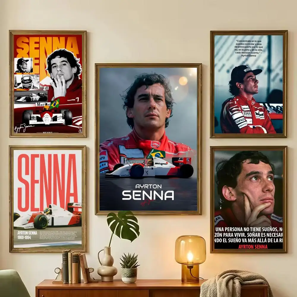 A-Ayrton Senna F1 Poster Decorative Wall Art for Living Rooms, Bedrooms, Bars & Cafés, Stylish Home Décor Gift