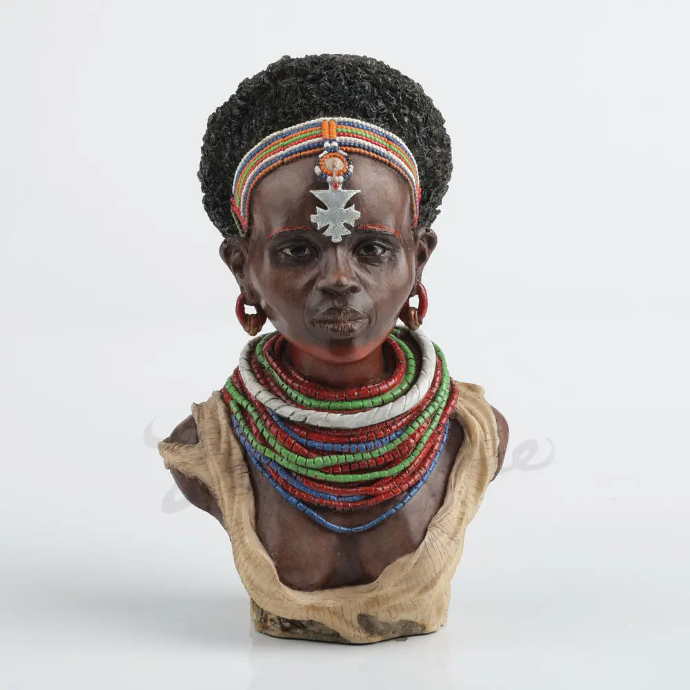 African Tribal SAMBURU Woman Bust Statue Resin Ethnic Figurine Exotic Home Office Decor Home Desktop Ornament Art Crafts Gift