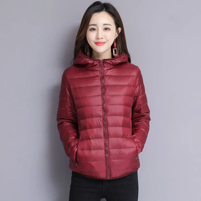 Xpqbb Hooded Down Cotton Jacket Women Autumn Winter Thin Light Liner Warm Short Parkas Woman Korean Windbreaker Quilted Outwear