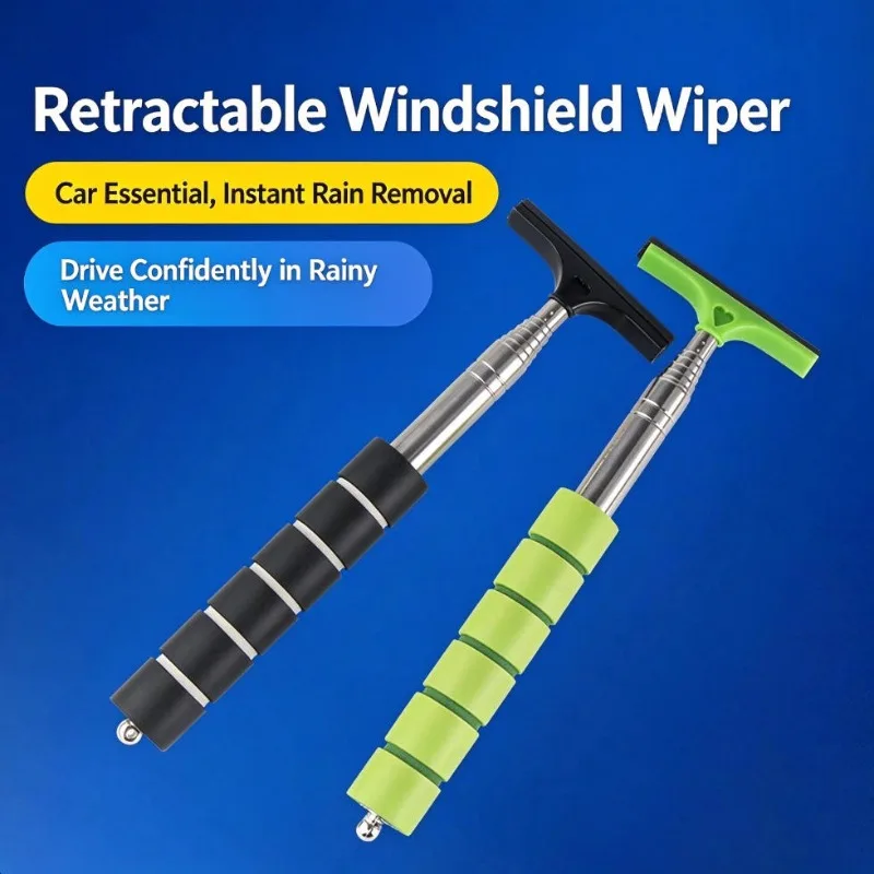 Retractable Car Rearview Mirror Squeegee, Stainless Steel Wiper for Auto Window Glass, Defogging
