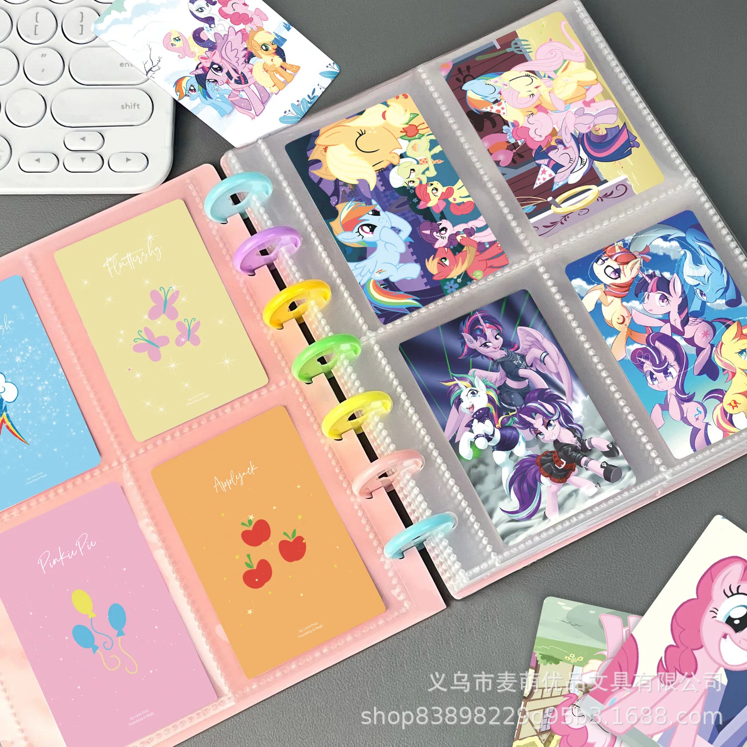 56Pcs Kawaii My Little Pony Cards Pinkie Pie Fluttershy Rainbow Dash Cartoon Anime cartoline Lomo Cards segnalibro regalo giocattoli per bambini