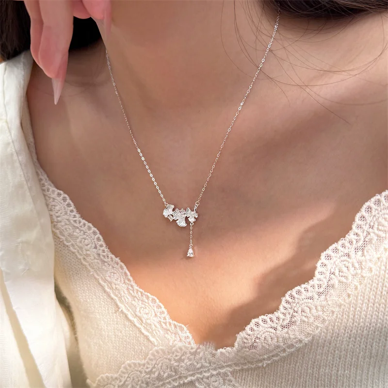 XIYANIKE الكورية الجنكة ليف قلادة القلائد للنساء سيدة حساسة موضة جديدة سلسلة الترقوة مجوهرات هدية حفلة يوميا #4