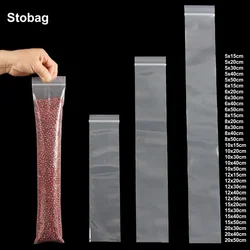 StoBag 500/100pcs Transparent Long Ziplock Bags Plastic Clear Self-sealing Waterproof Thick Storage Reusable Pouches Wholesale