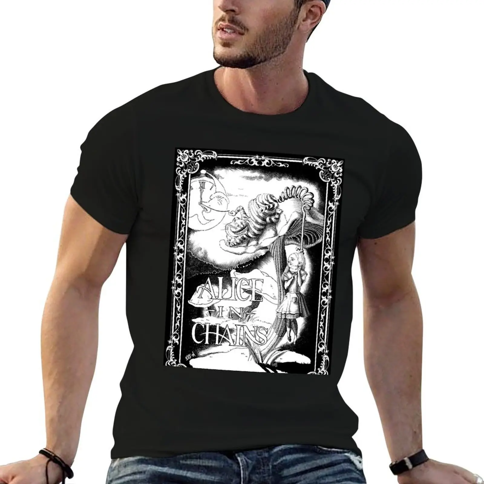 Alice au pays des merveilles des cha?nes T-Shirt t shirt man casual cotton t shirt man t shirt personalised T-shirt