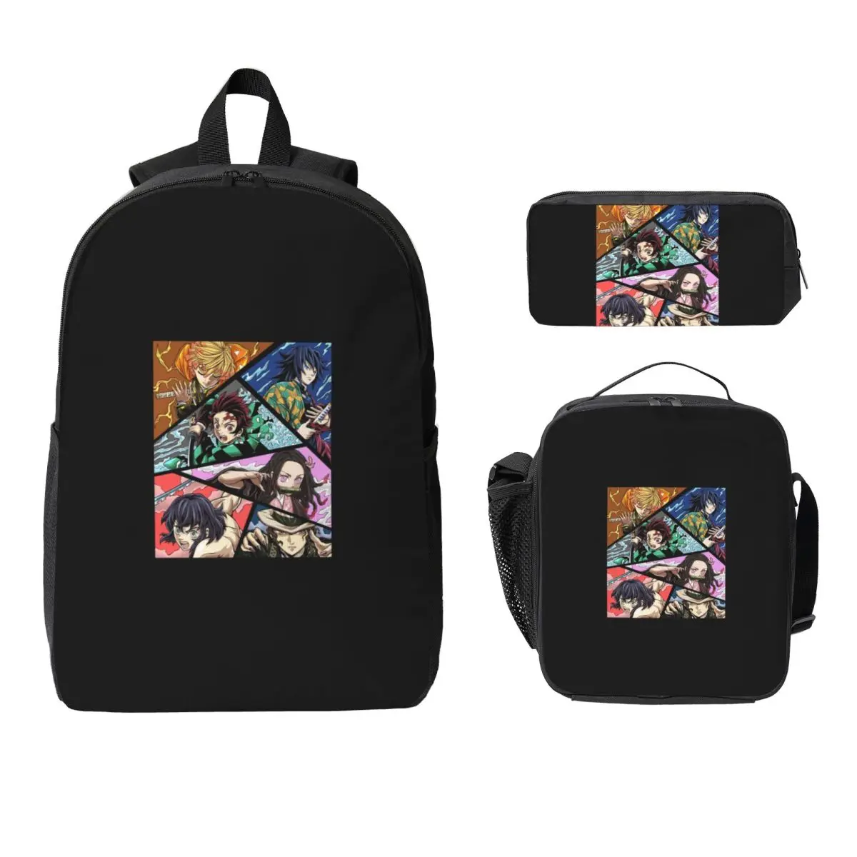 

Рюкзак Slayer Anime Kimetsu No Yaiba Demon Slayer, школьная сумка, сумка через плечо для компьютера, 3 шт., изолированная сумка для обеда, пенал
