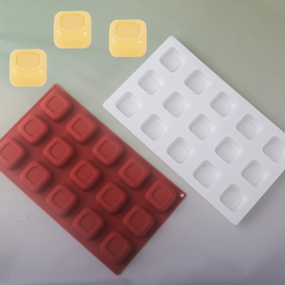 15 Cells Square Top Concave Design Mousse Moulds Chocolate Molds Silicone Cake Mold Dessert Decorating Tools Kitchen Bakeware