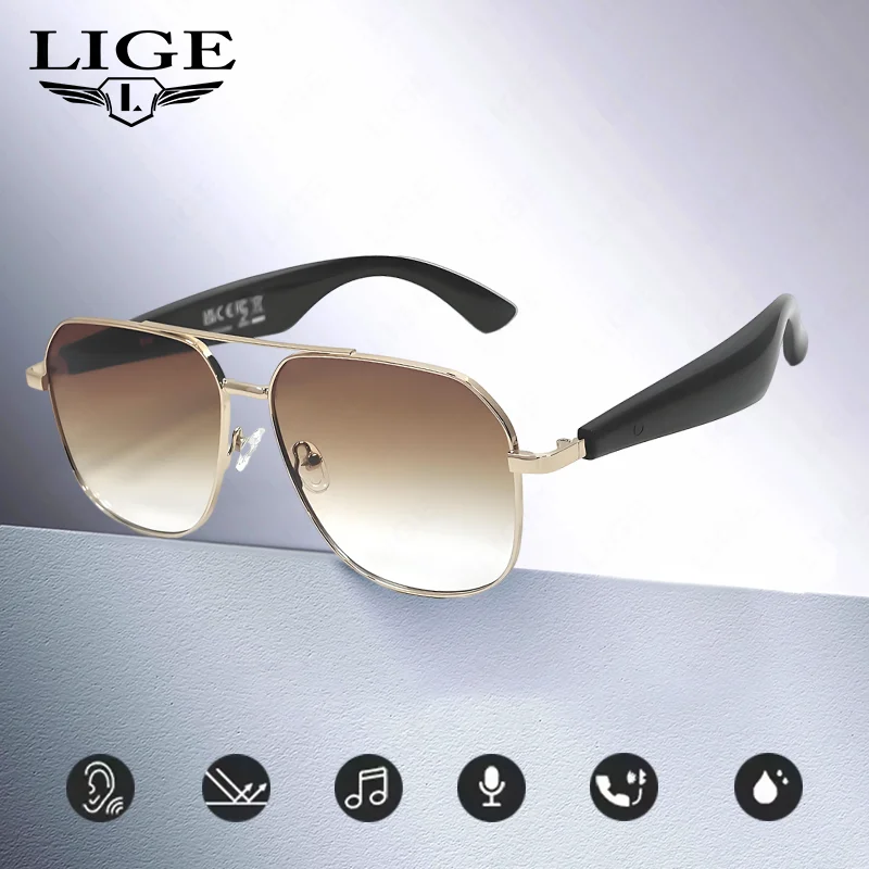 

Умные очки LIGE 100+ онлайн-языка AI, автоматический перевод диалога, Bluetooth-очки с динамиком, спортивная защита от ультрафиолета