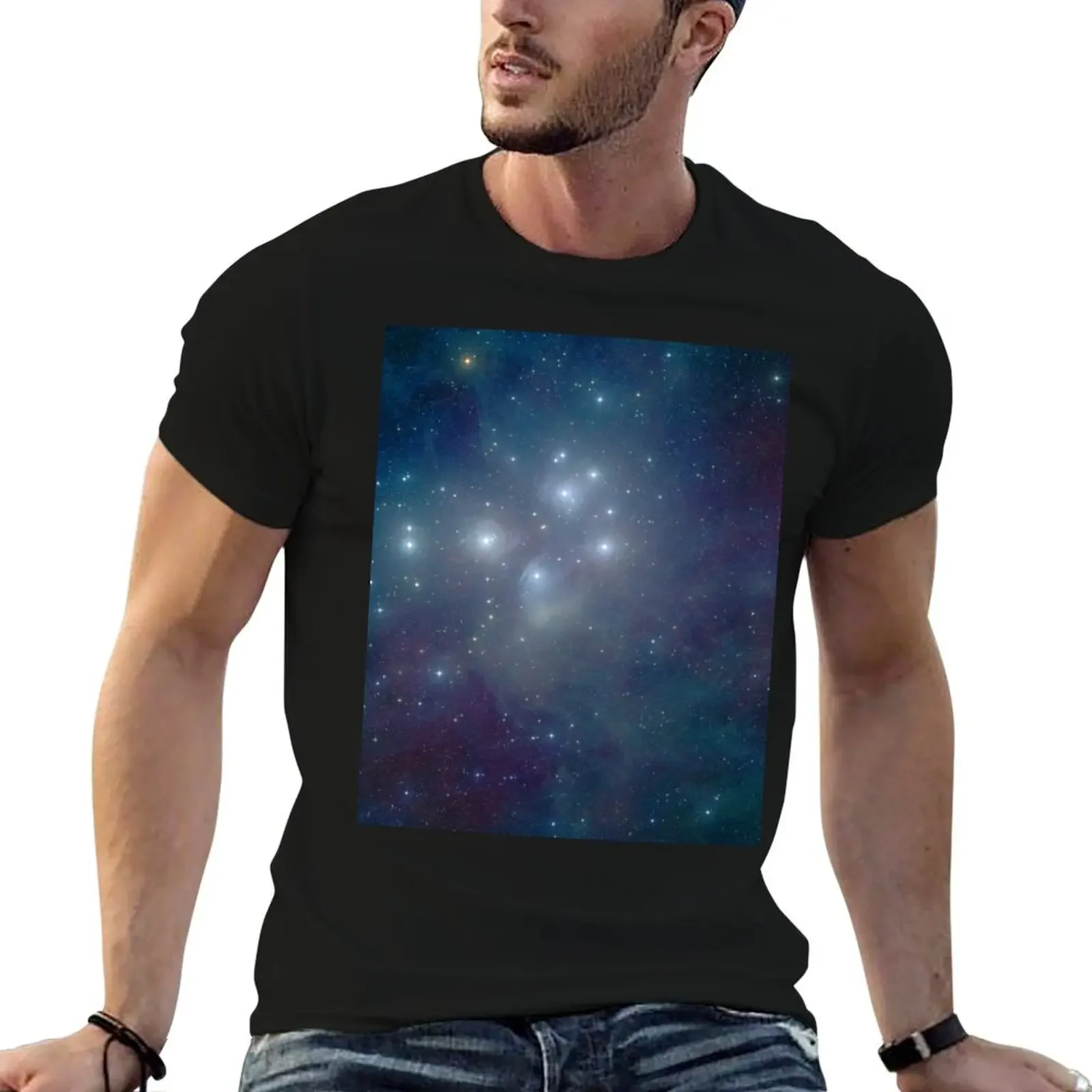 Star cluster Pleiades (M45) in the constellation of Taurus T-Shirt custom t shirt rapper graphic tees oversized men t shirt