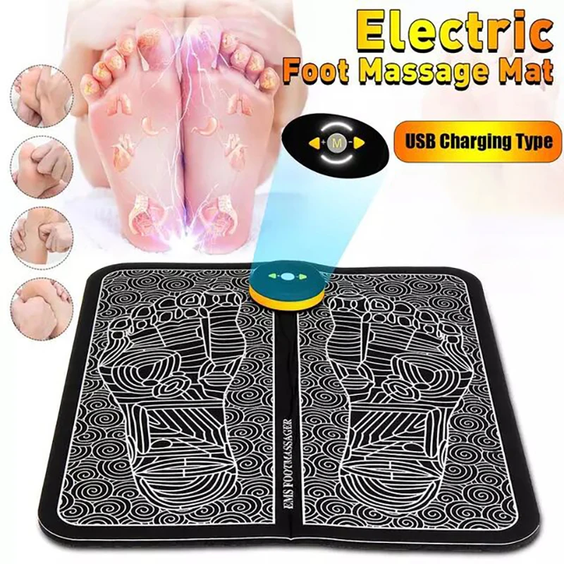 EMS Foot Massager Electric Tens Electrodes Terapia Masajeador Pie Mat Circulation Feet Reflexology Heal Deep Muscle Relax Salud