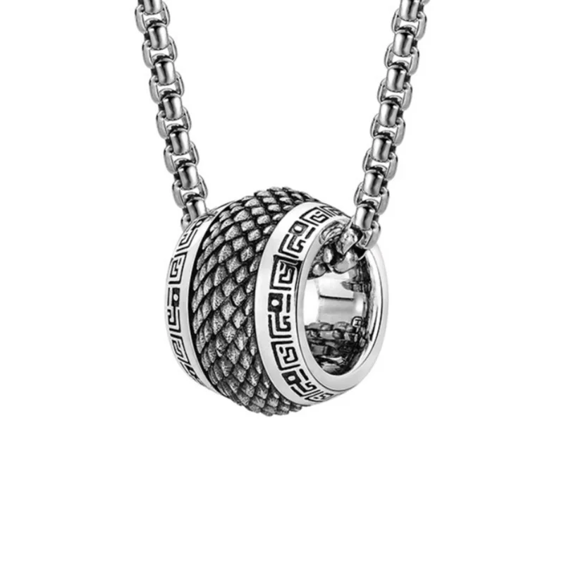 QEENKISS 925 Sterling Silver Vintage Snake Scales Necklace Pendant For Men Party Birthday Wedding Christmas Father Gifts PT686
