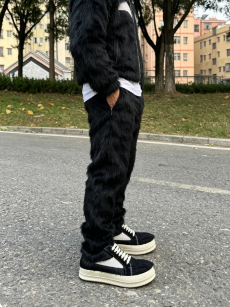 

Ro Luxury Men Ankle Black Horsehair Boots Women Sneaker Horse Hair Low Top Shoe White Leather Casual Shoes Zipper Sneakers