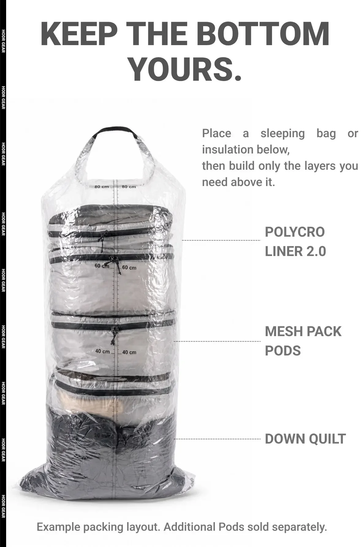 [HODRGEAR] Mesh Pack Pod Rucksack-Organizer mit Sichtbarer Netzoberseite Enthält Polycro Rucksack-Innenauskleidung für Ultraleichte Packungsorganisation – Detail 5