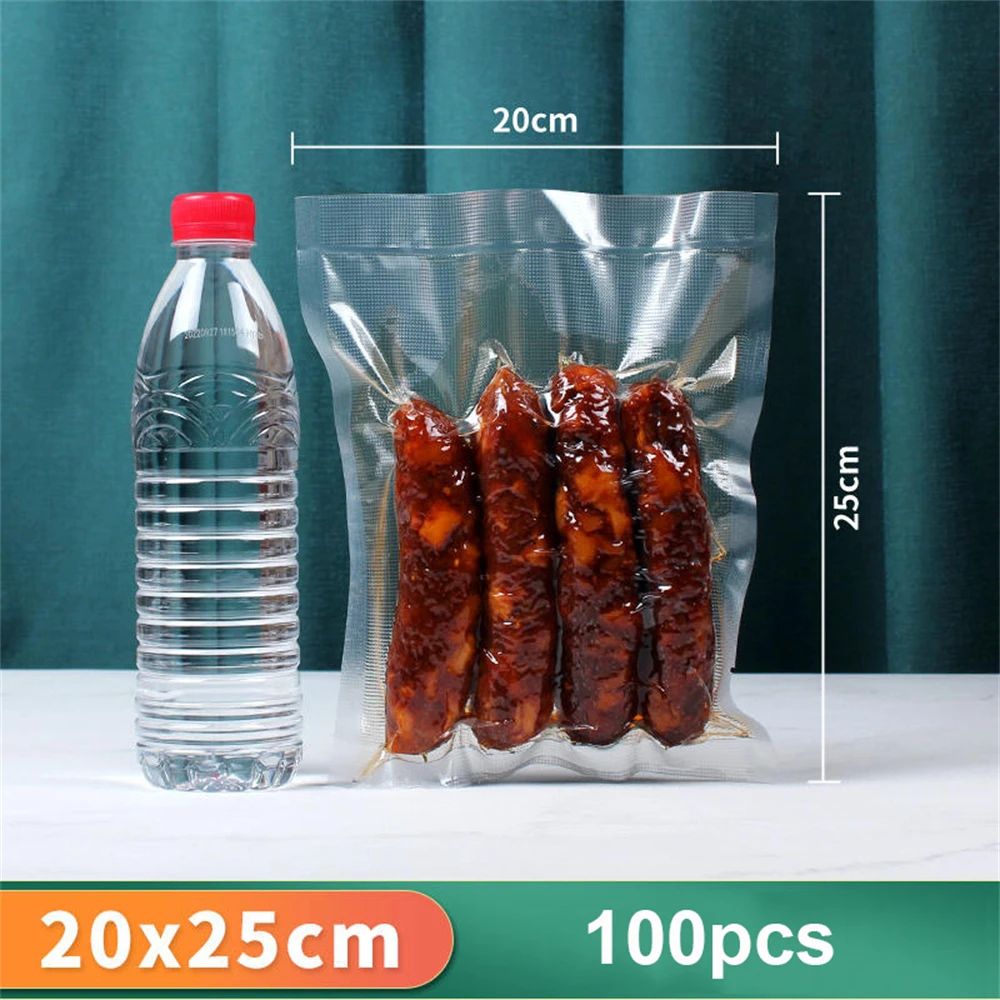 100PCS Vacuum Bags For Food Lot Packed Sealing Storage Bags Heated Freezer Bags Kitchen Food Transparent Cooked Food Bags