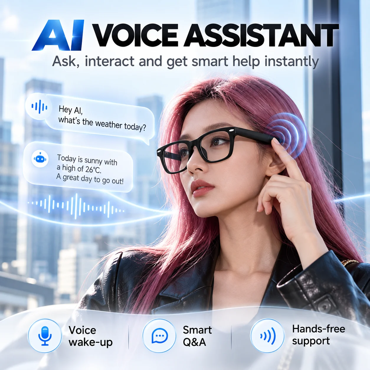 AIスマートグラス Bluetooth 5.4 リアルタイム - Smart Audio Glasses Touch Control のレビューと価格