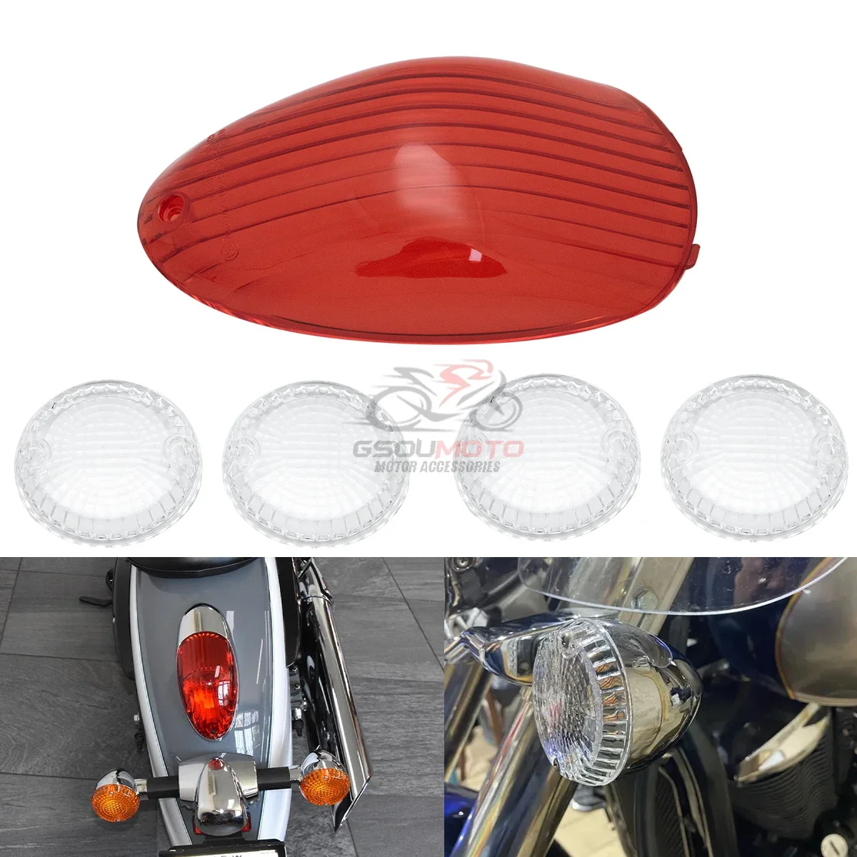 For Kawasaki Vulcan VN900/LT Classic Custom 2006-2023 VN1500 VN1600 Mean Streak Motorcycle Turn Signals Brake Tail Light Lens