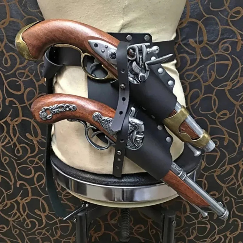 เรเนสซอง Pirate เข็มขัดปืนปืนพก Flintlock Holster กบผู้ถืออัศวินยุคกลาง Musketeer กัปตันเครื่องแต่งกาย Steampunk LARP Props