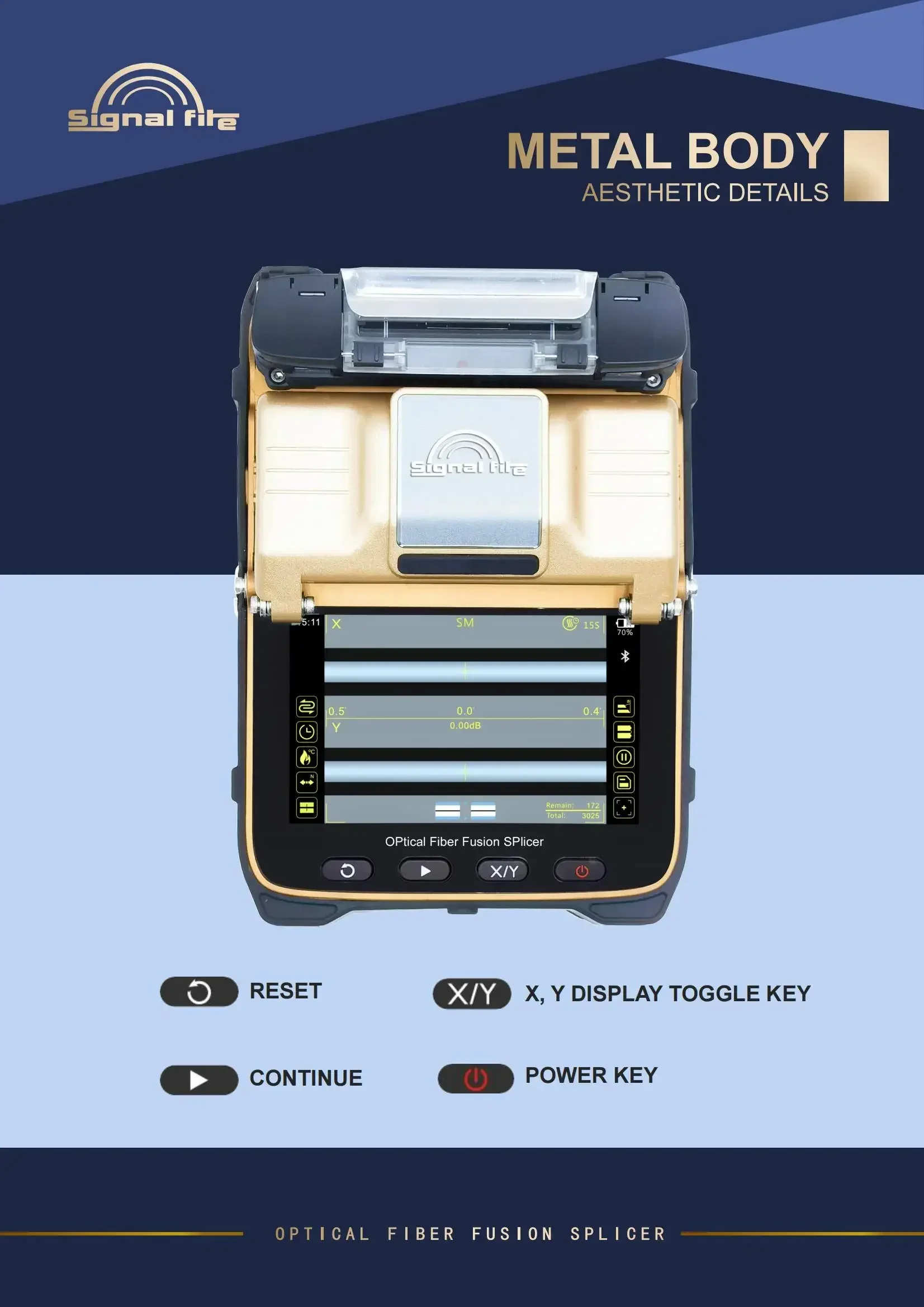 AI-8C Signal Fire Optical Fiber Fusion Splicer with Six Motors, Intelligent FTTH Fiber Welding Machine