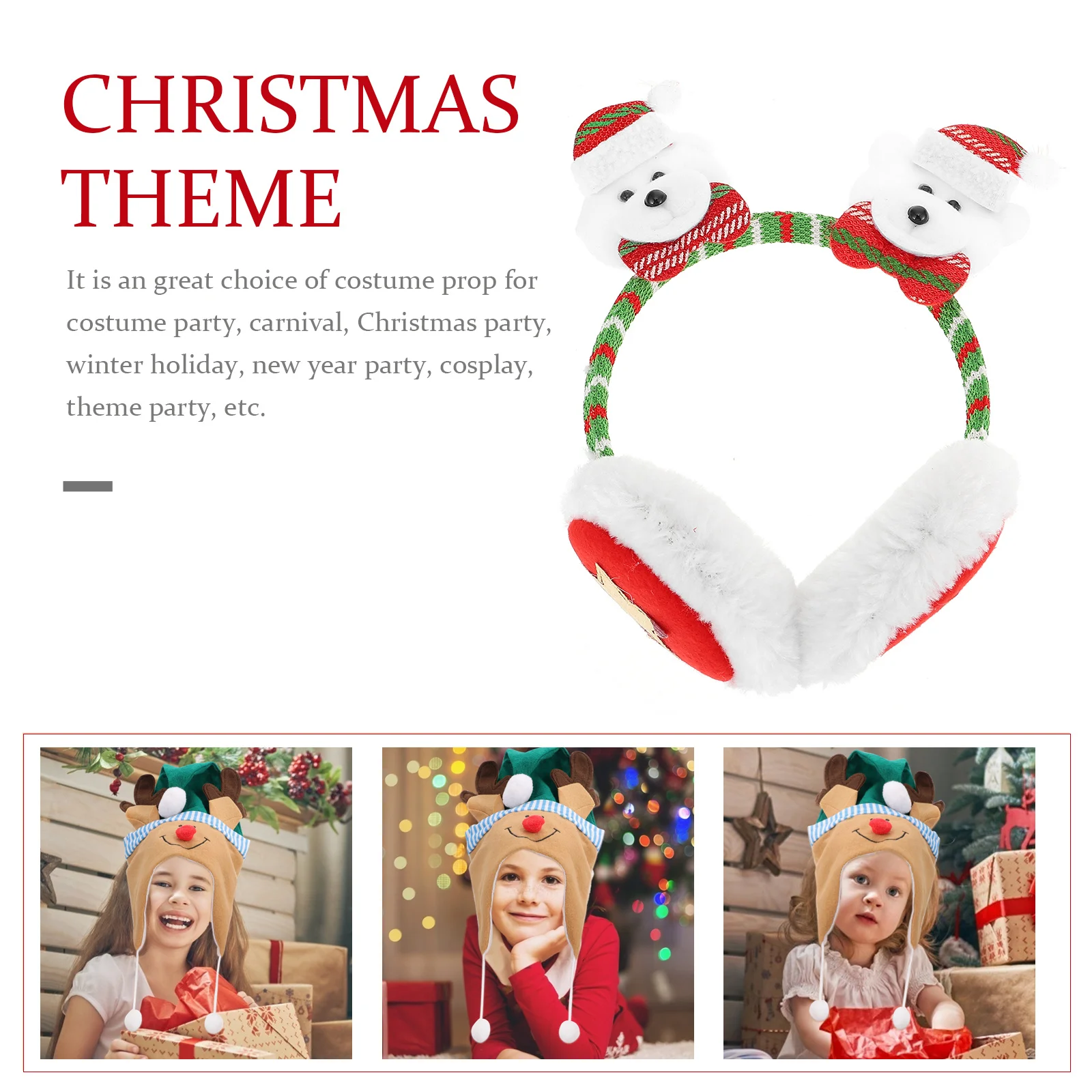 عيد الميلاد الدب غطاء للأذنين الشتاء الدافئ غطاء للأذن لينة مريحة عيد الميلاد الأذن دفئا لطيف في الهواء الطلق هدية عيد الميلاد غطاء للأذنين #4