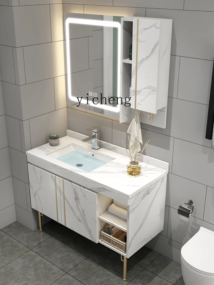 YY Light Luxury and Simplicity Smart Solid Wood Bathroom Cabinet Bathroom Table Wash Basin Cabinet