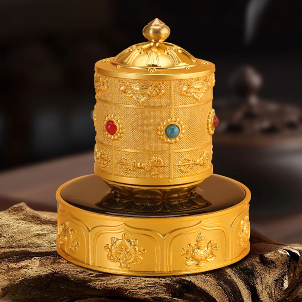 Rueda de oración solar montada en coche tibetano, tambor giratorio de escritura Mantra eléctrico recargable de seis caracteres, adornos de decoración del hogar