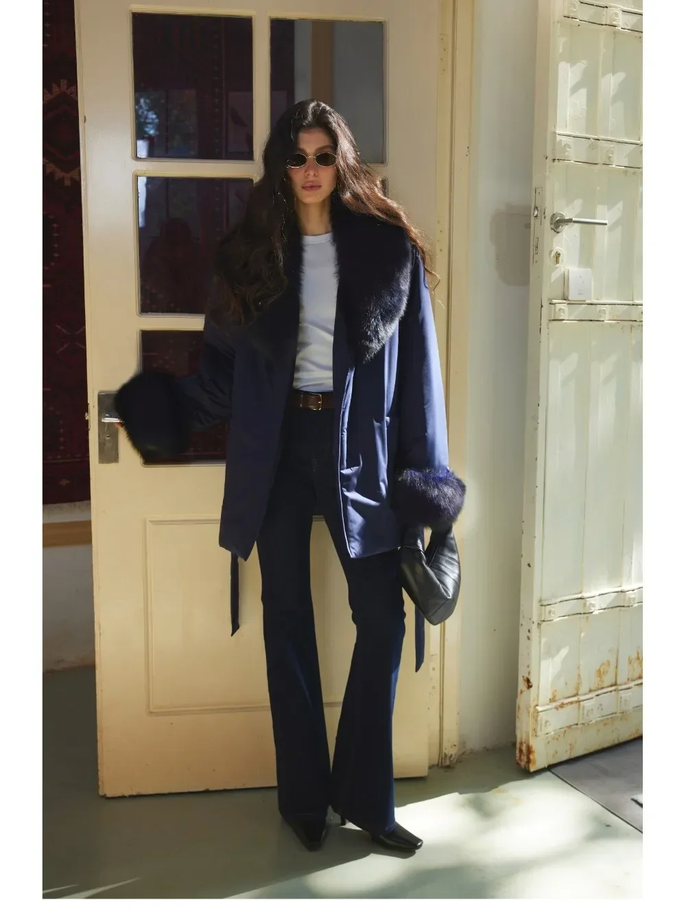 حقيقي الثعلب الفراء طوق الواقع الفراء أسفل معطف فضفاض الشتاء النساء الرباط الفراء الطبيعي أبلى الدافئة الإناث الأبيض أوزة أسفل سترة #5