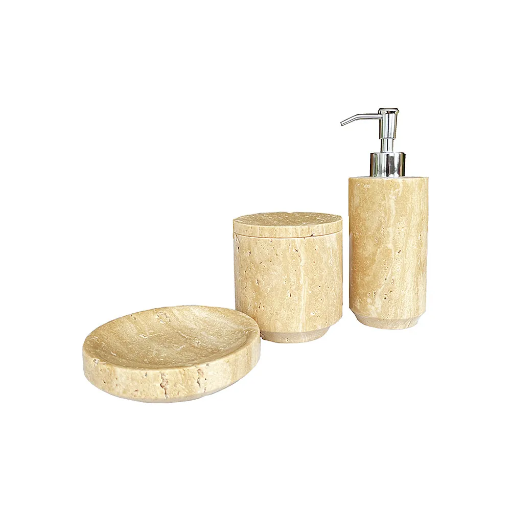 Beige travertine marble set bathroom accessories restroom decor bathroom set accessories bath fittings China