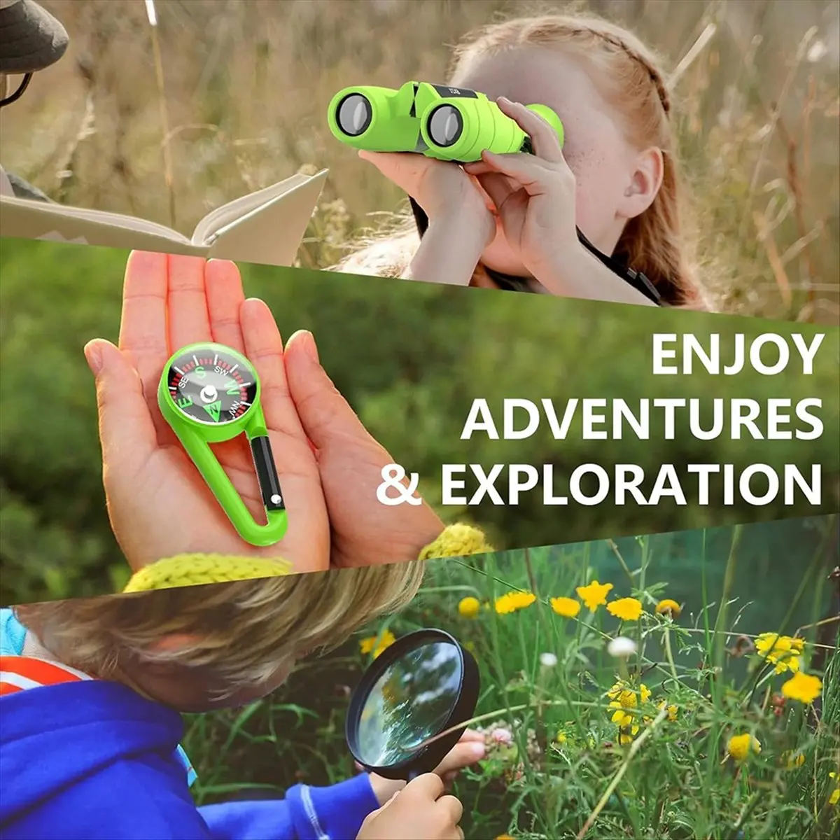 (AD12) Binoculares para Niños 8 x 21, Telescopio Compacto Apto para Observación de Aves, Camping, Viajes, Juegos, Juguete de Binoculares para Niños
