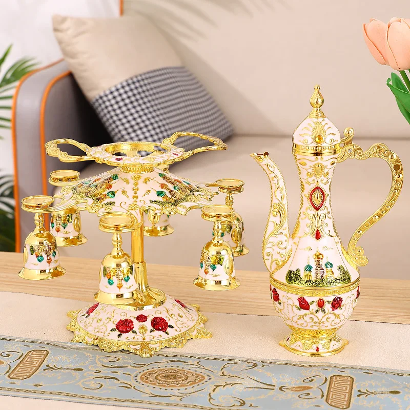 European Baijiu wine set, wine jug, wine glass holder set, home hotel creative old pot, goblet gift box.