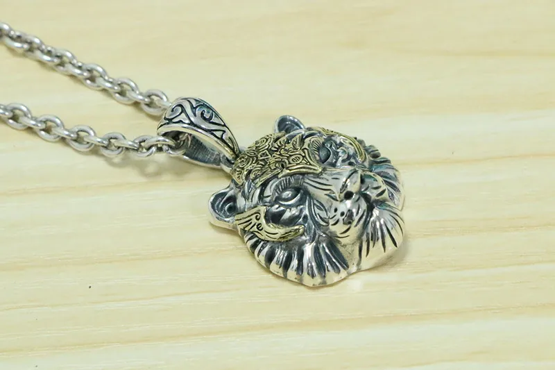 Tiger Year: Dominant and Exquisite Tiger Head Pendant, Sterling Silver, Men's Personalized Necklace Pendant, Hip Hop Street Fash