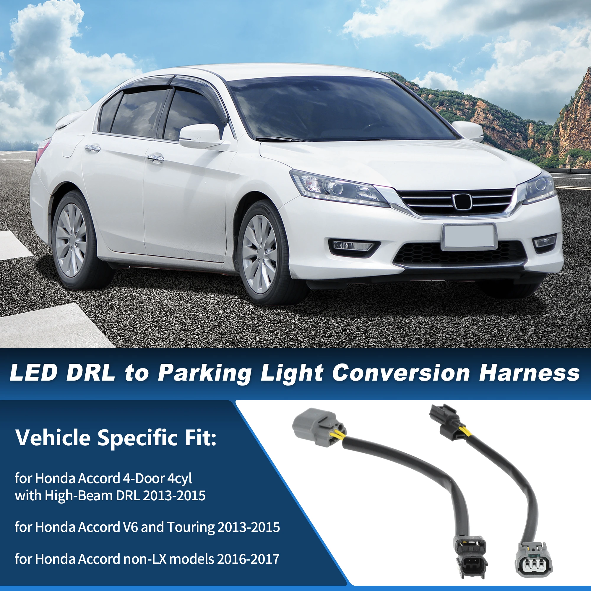 UXCELL 2 Pcs LED DRL to Parking Light Adapter Harness for Honda Accord 2013-2015 4cyl