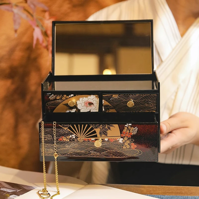 

2025 New Japanese Lacquer Jewelry Box Luxury Necklace Ring Storage Organizer