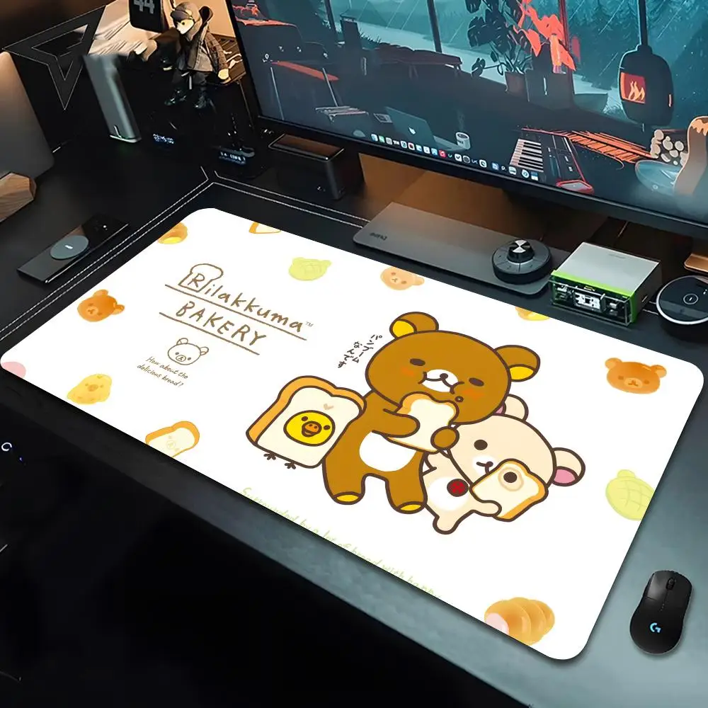 Alas Mouse SAN-X Rilakkuma Lucu 80X40Cm XL Alas Meja Komputer Kantor Penguncian Alas Meja Keyboard Alas Pecinta Mouse Besar