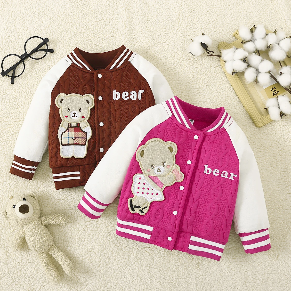 PatPat Baby Girl/Boy Childlike Bear Animal Pattern Coat