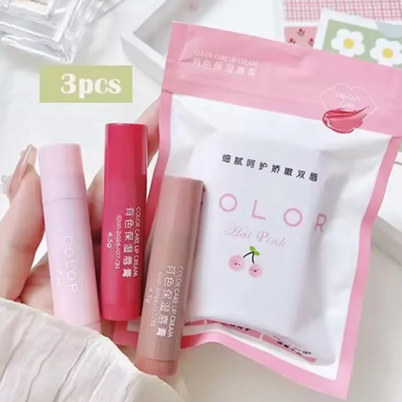 Makeup Korean Lipstick Cosmetic 3 Colors Beauty Moisturize Lip Balm Lipstick Hydrate Cute Girl Plump Lip Water Light Lip Glaze