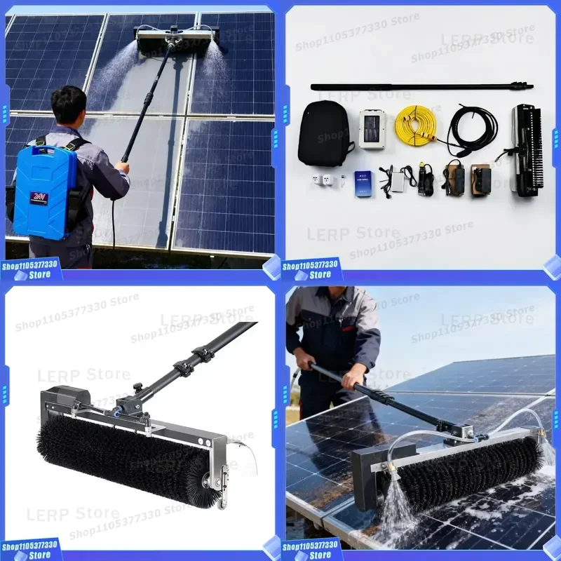 Electric Telescopic Roller Brush for Solar Panel Cleaning Window Washing Billboard Maintenance Easy Reach High Efficiency
