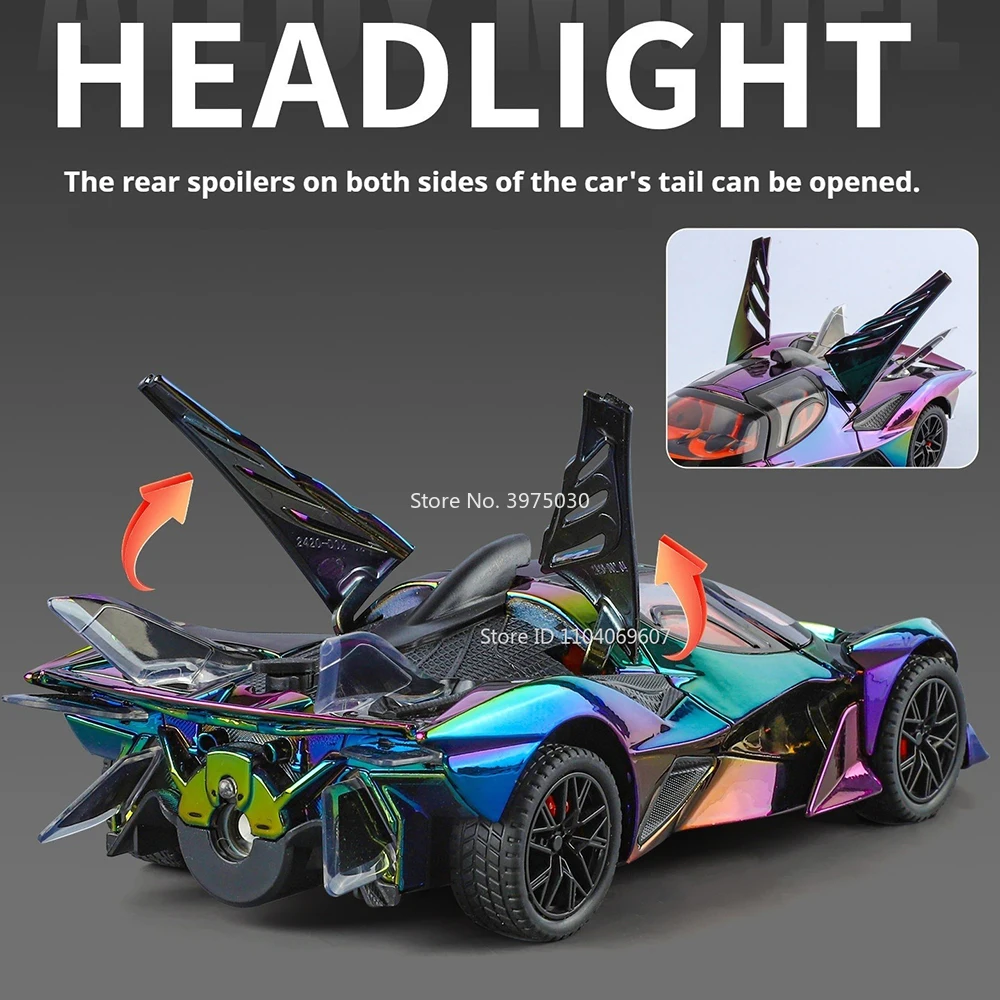 Escala 1:24 Apollo EVO Tourbillon juguetes modelo de coches aleación puede rociar vehículos en miniatura rueda extraíble supercoche juguete modelo adornos