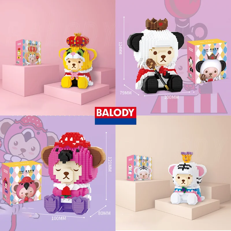 BALODY Genuine Teddy Bear Series Puzzle Block Crown Hat Design Candy Color  Collection of Ornaments Kids Birthday Gift